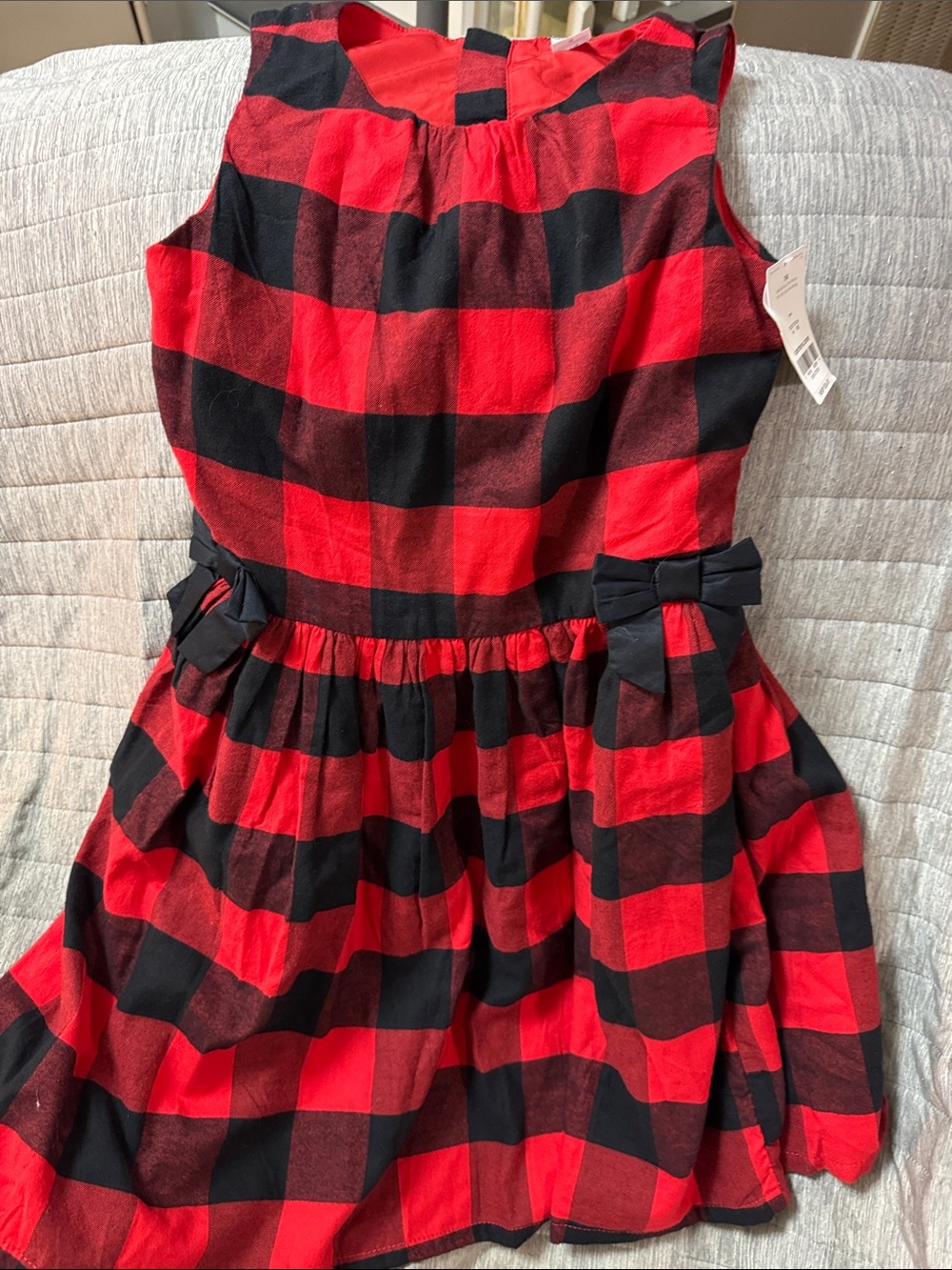 Carter's Red and Black Buffalo Plaid Bow-Trim Dress